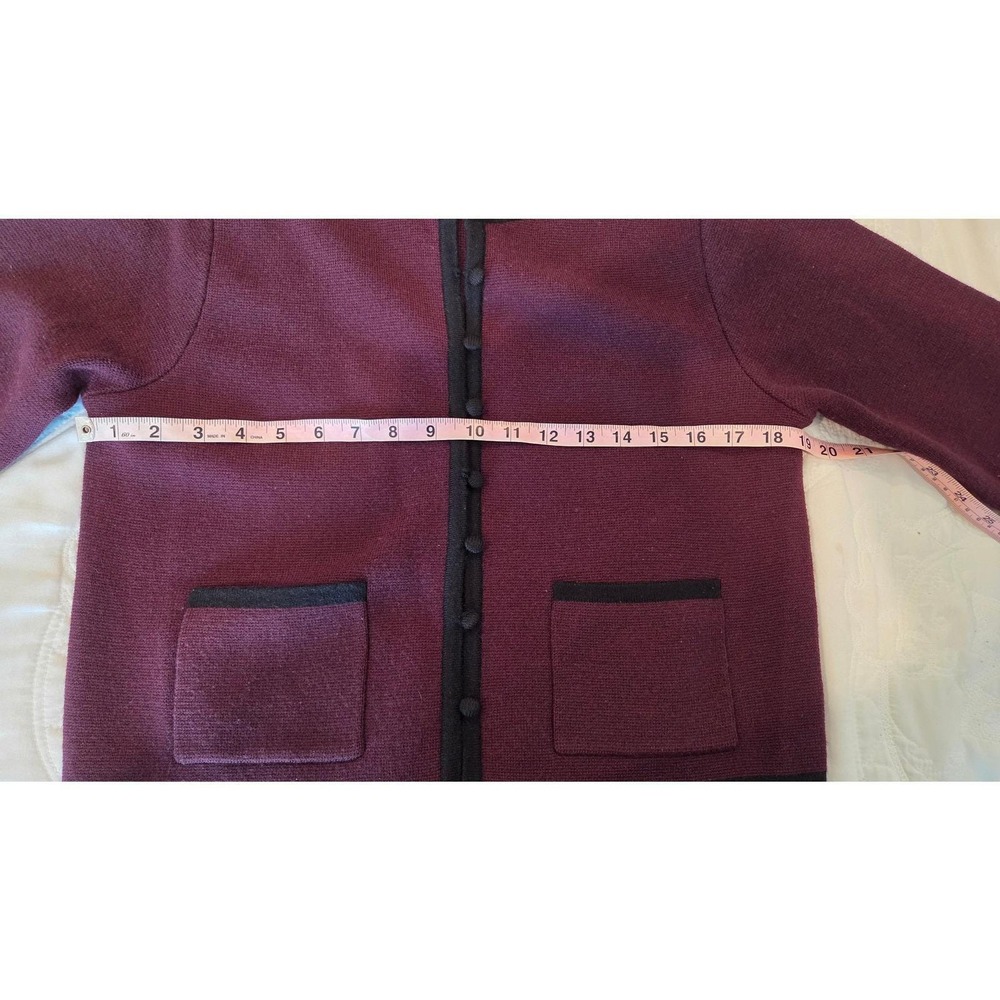 Liz Claiborne Collection Cardigan Petite Merino Wool Blend Maroon Vintage PM - Picture 3 of 11